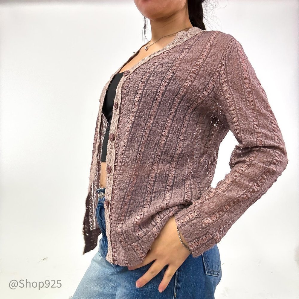 90s Lace Button Up Cardigan sheet - Picture 5 of 8